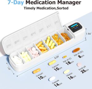Smart Pill Organizer with Alarm, Bluetooth Daily Once a Day Pill Box 7 Day with APP